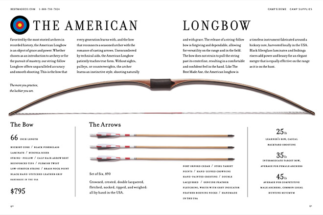 Best Made Company 'The American Longbow' catalog spread